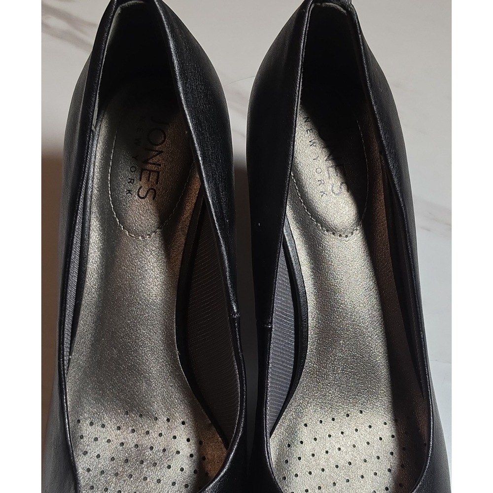 Jones New York Women's Black Slip-On Round Toe Block Heel Pumps Synthetic 8.5
